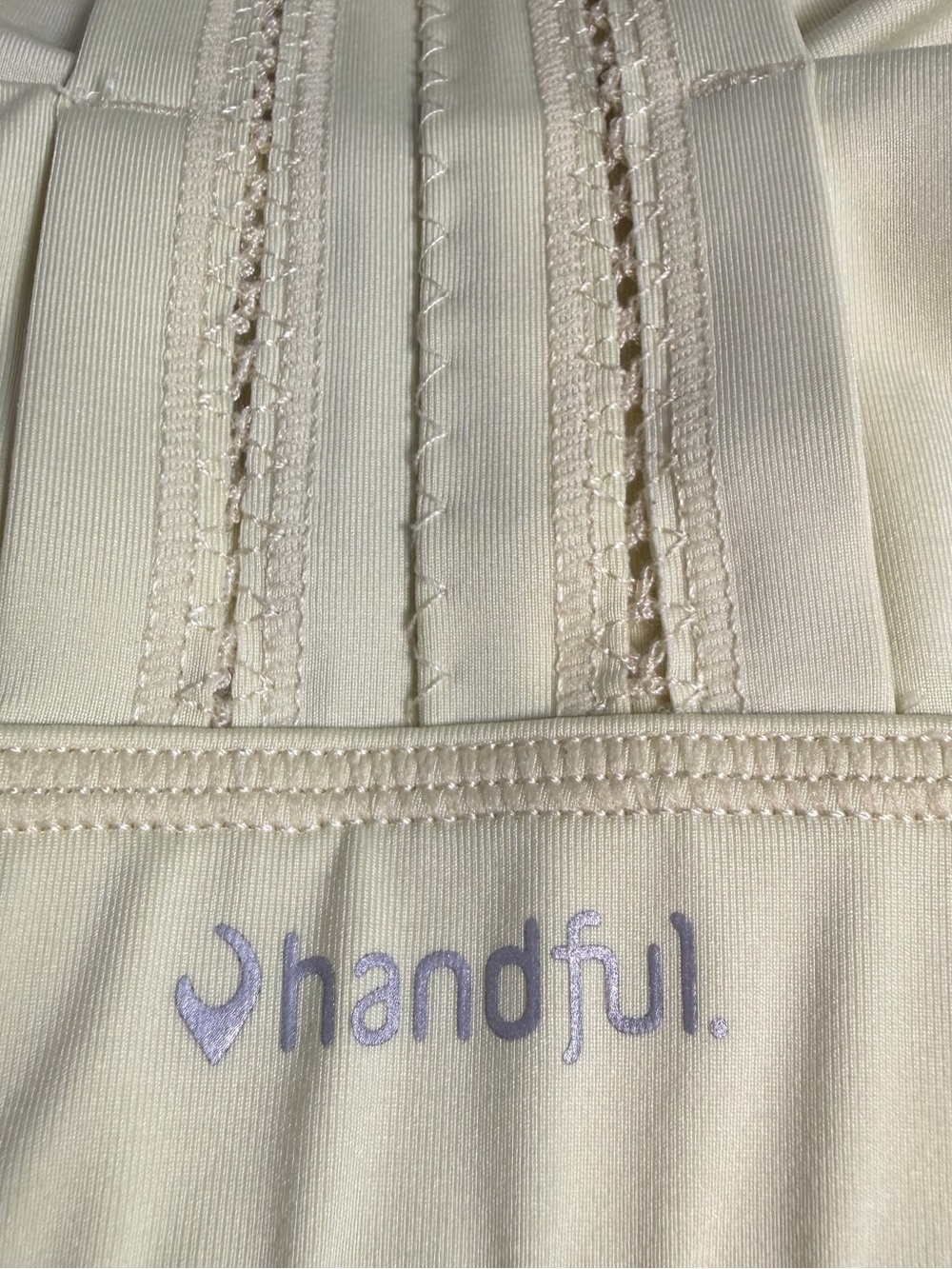 Handful Women’s Light Yellow/Green Ruched Front Sports Bralette Bra Size Small - Picture 3 of 5
